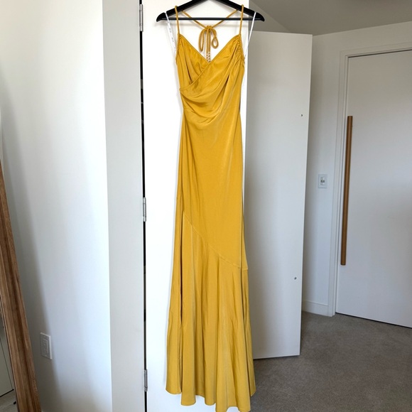 Andrea Iyamah Brand New Tiro Gold Maxi Dress in Mustard color. Retail price:$395 - Picture 3 of 16